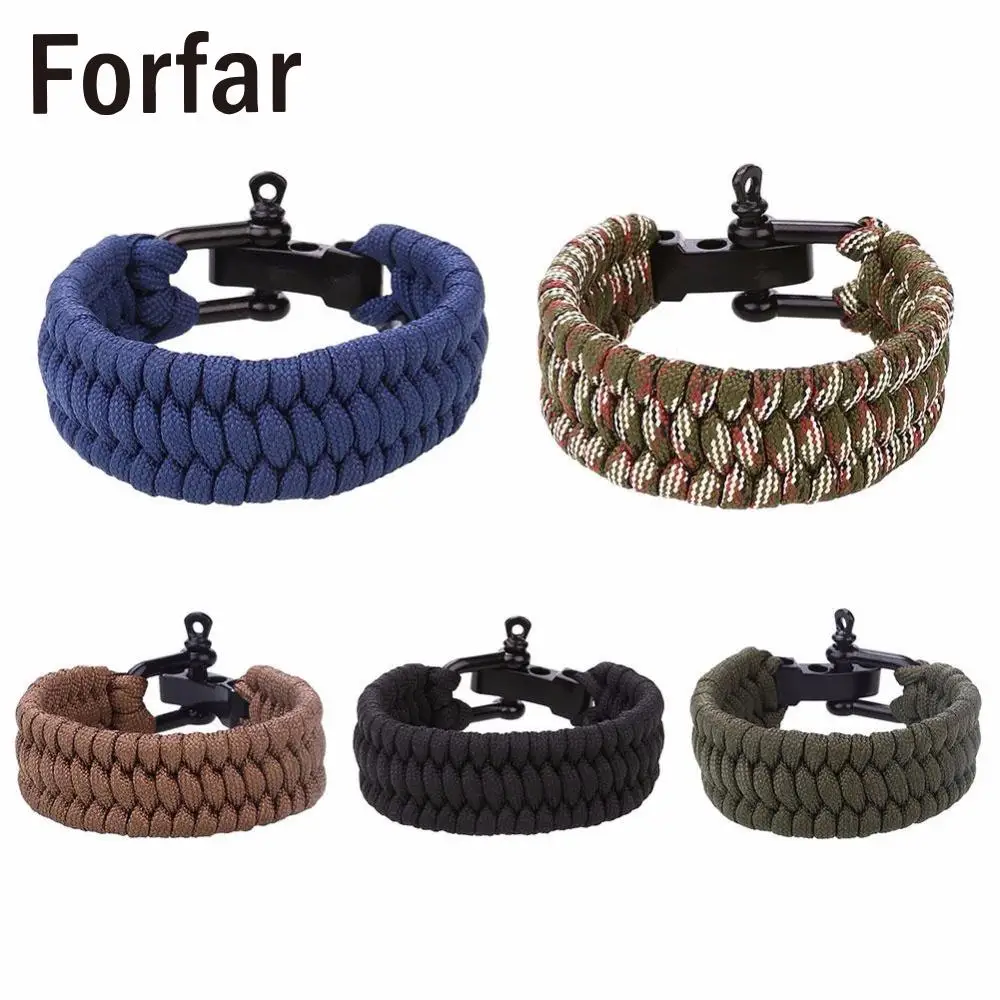 

New Outdoor Camping Rescue Paracord Bracelets Parachute Cord Men Emergency Pulsera Braided Rope Stainless Steel buckle Survival