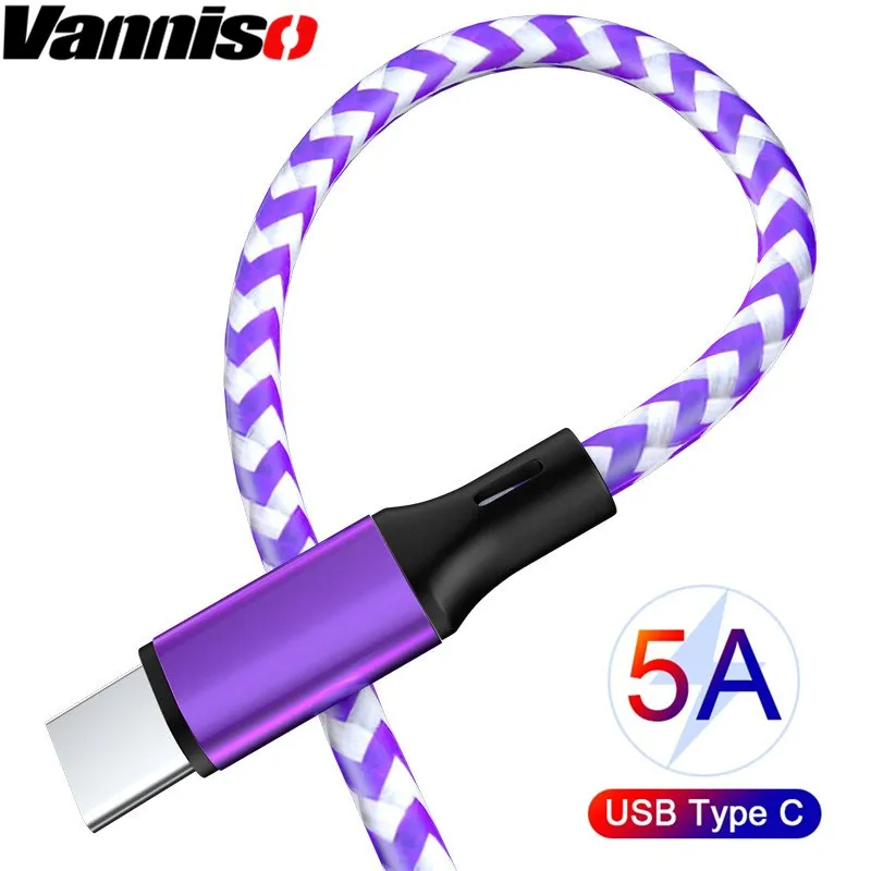 

Vanniso USB Cable for xiaomi redmi k20 pro Samsung s9 S8 USB C Mobile Phone Cable Type C 5A Fast Charging for USB Type-C Devices