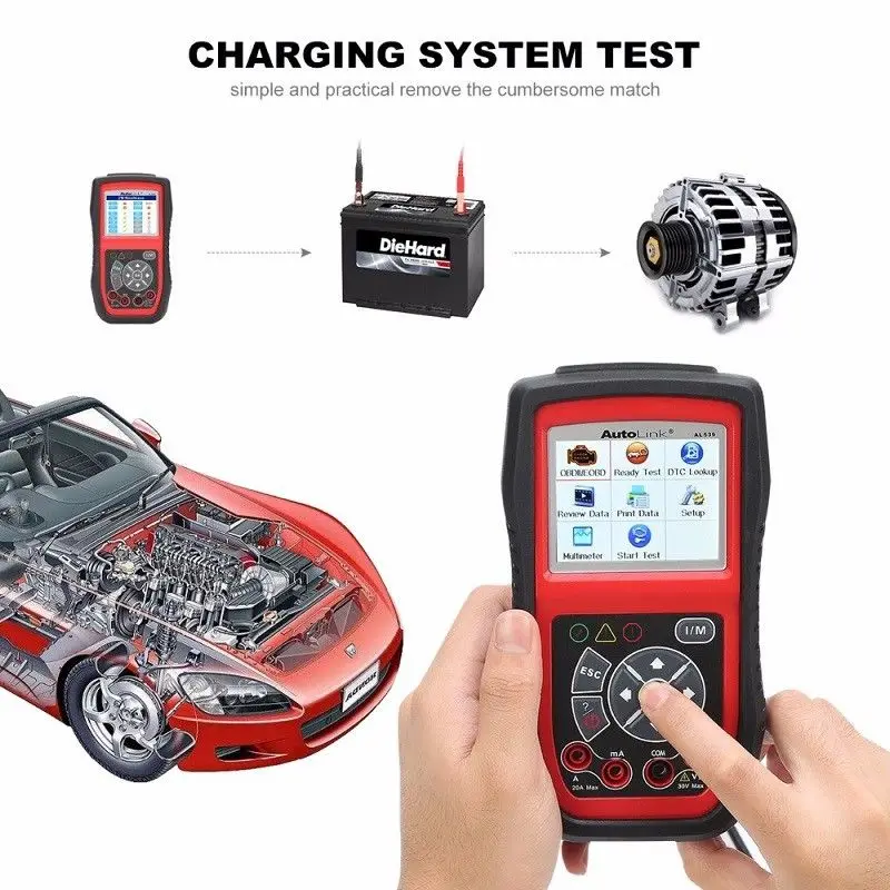 Autel AutoLink AL539B OBD2 сканер автомобильный тест er считыватель кодов диагностический