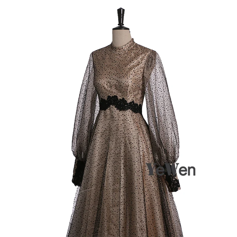 Muslim 2019 Points Black Champagne Evening Dresses Long Sleeve Lace Prom Dress Formal Gowns Elegant For Women YW8023 Muslim 2019 Points Black Champagne Evening Dresses Long Sleeve Lace Prom Dress Formal Gowns Elegant For Women YW8023