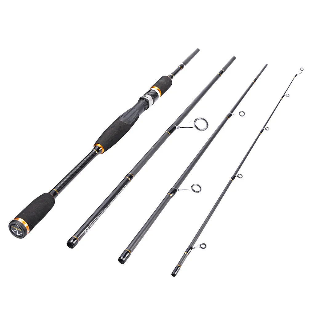 

4 Sections Fishing Rod Carbon Fiber Portable Baitcasting Spinning Fishing Rod Medium Rod Fishing Pole 2.1M