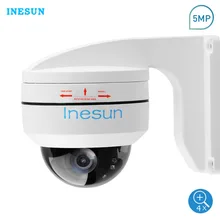 Inesun Outdoor 5MP PoE PTZ Security IP Camera 2592x1944P Super HD 4X Optical Zoom PTZ Dome Camera Vandal-Proof With Wall Bracket