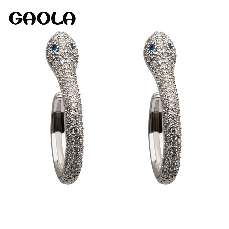 GAOLA Новый дизайн классический серебристый цвет Lovely Snake серьги с цирконием