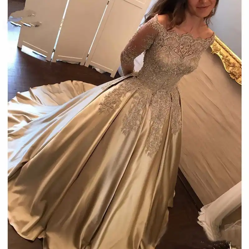 Элегантные Выпускные платья 2019 с открытыми плечами длинным рукавом Vestidos de fiesta