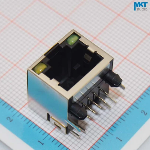 100 шт. 56 серий 15 6 мм 10P8C разъем RJ45 Ethernet PCB Модульный с 2 светодиодными