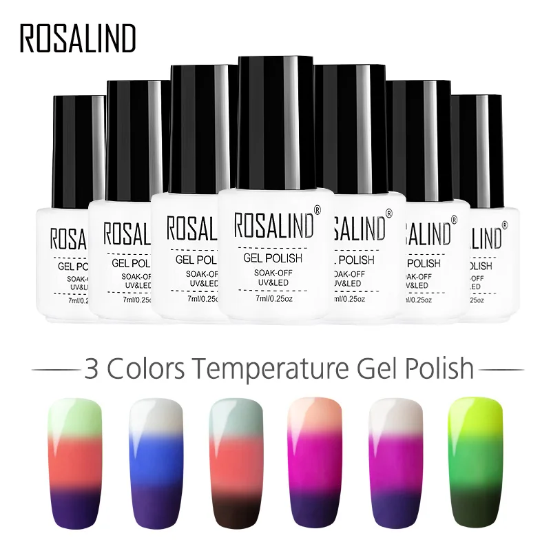 

ROSALIND 7ml 3 Color Change Gel Nail Polish Mood Nail Gel Polish UV LED Semi Permanent Thermo Hybrid Varnish Gelpolish Natural