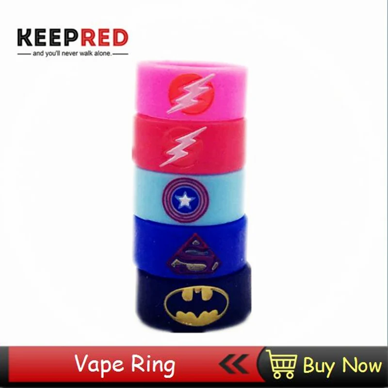 

10pcs/lot Electronic Cigarette Wide Veeape Vape Band Silicon Ring with American Captain Super Man Bat Man The Flash Vape Ring