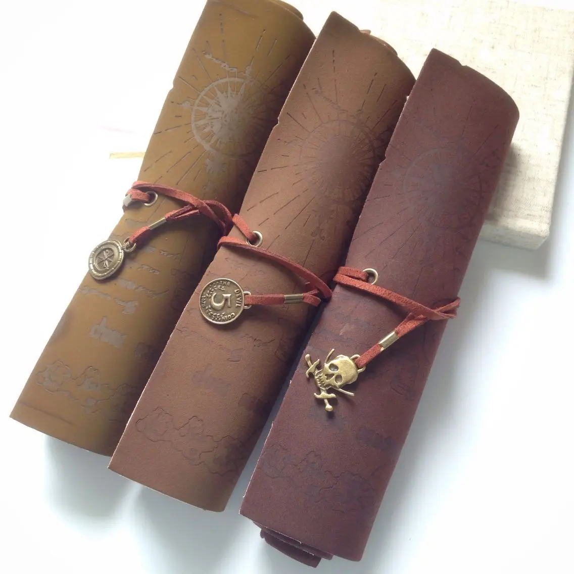 Creative Vintage Sailor Map Pen Pencil Bag Leather Roll Up Pen Case