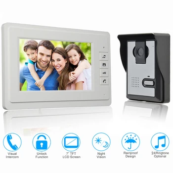 

JORANK Video Doorbell 7" Color LCD Screen Two-way Talk Hands-free Door Phone Intercom Kit Waterproof IR Night Vision