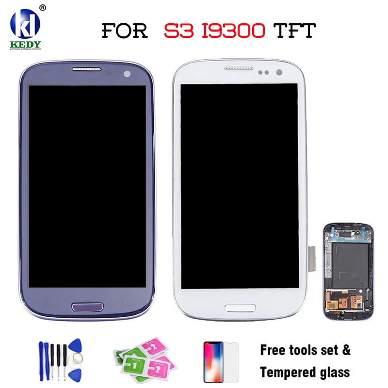 Для samsung Galaxy S III S3 i9300 i9301 i9305 i535 i747 Adjustabel яркий ЖК-дисплей Сенсорный экран с рамкой