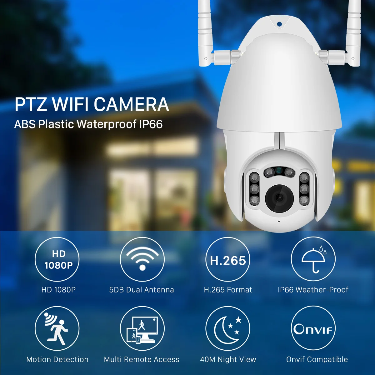 ANBIUX H.265 1080P Wifi Outdoor Waterproof PTZ Camera Speed Dome ONVIF Wireless Camera Two Way Audio Home Surveillance IP Camera