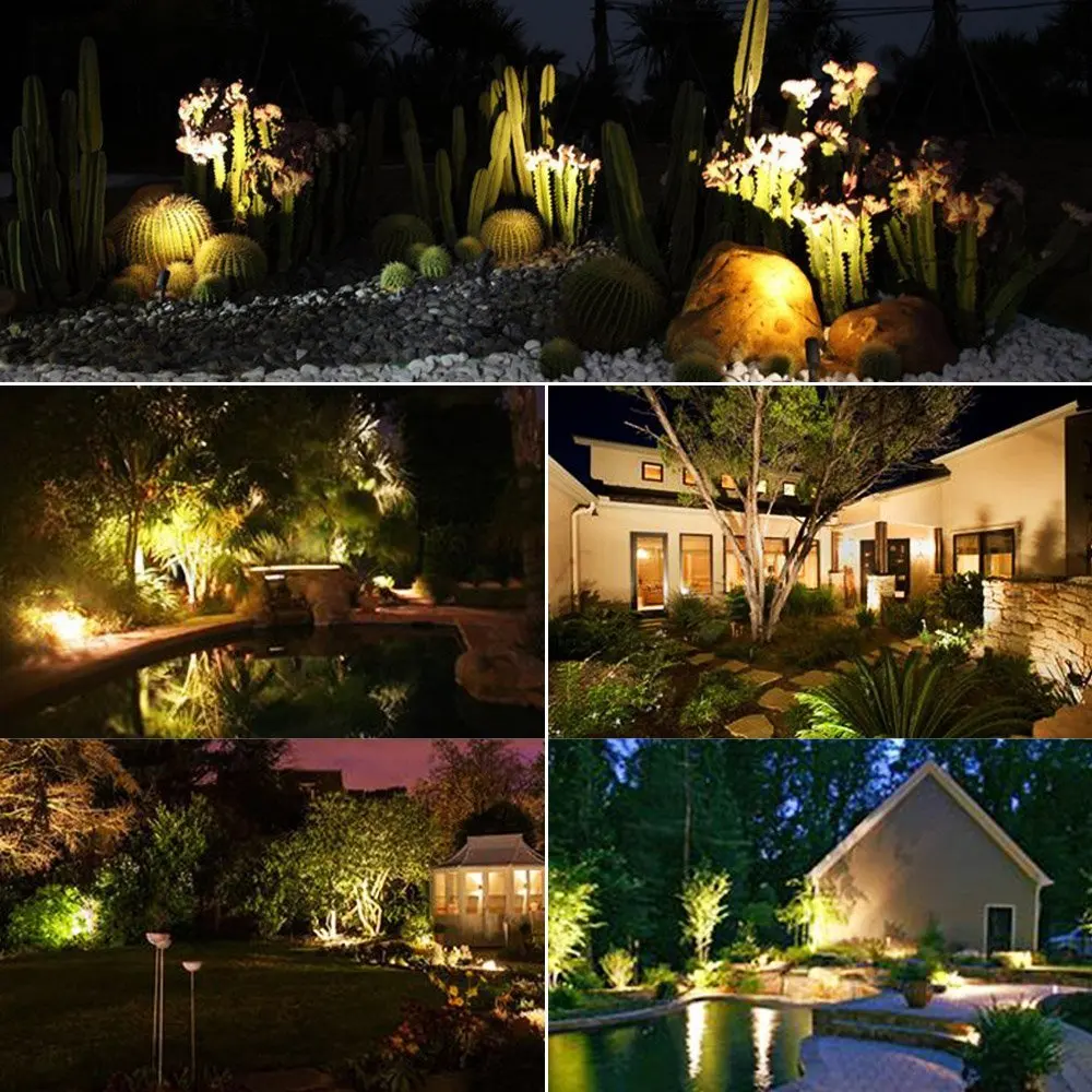Conduziu a Iluminação da Lâmpada T-sunrise Pacote Paisagem Holofotes 5 w 1.8 m Decorativo Landscape Garden Wall Quintal Caminho Luz Quente 3000 k Branco 2 10 Lâmpada Paisagem Holofotes 5 W 1.8 M