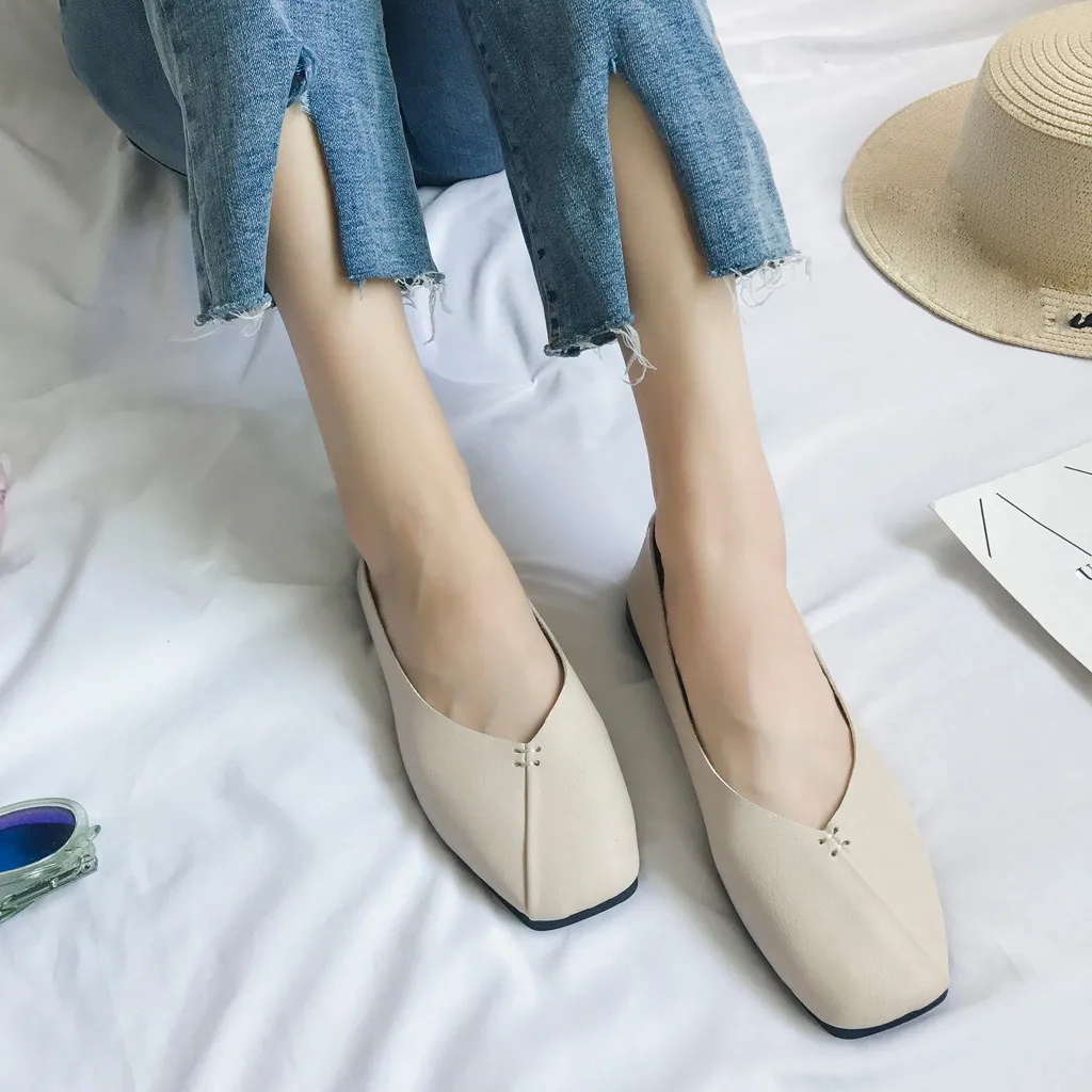 

Fashion New Flat with Outside Casual Summer And Autumn Square Head Flat Shoes Female Shallow Mouth Lazy Shoes 2019#G4