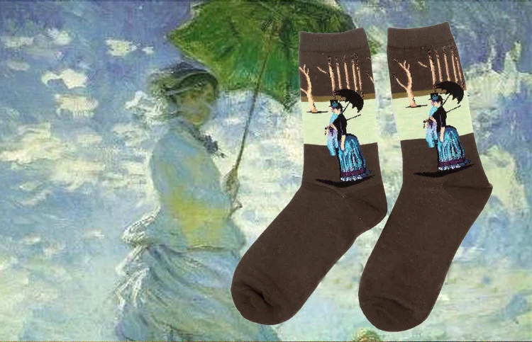 Осенне-зимние модные ретро абстрактные масляные художественные Счастливые Носки мужские и женские забавные Носки с рисунком дизайнерские рождественские носки Ван Гога