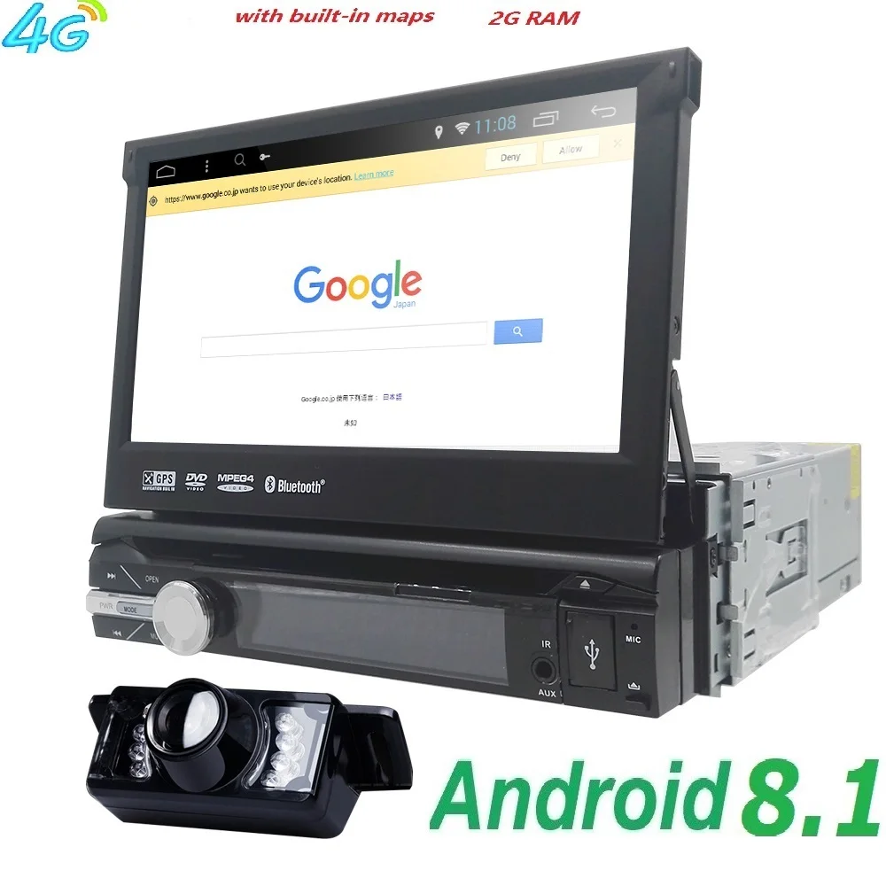 

Android 9.0 Universal 1 Din Car video Player GPS Navigation In-dash Detachable Front Panel 1 din Car Radio Stereo with BT 2G RAM