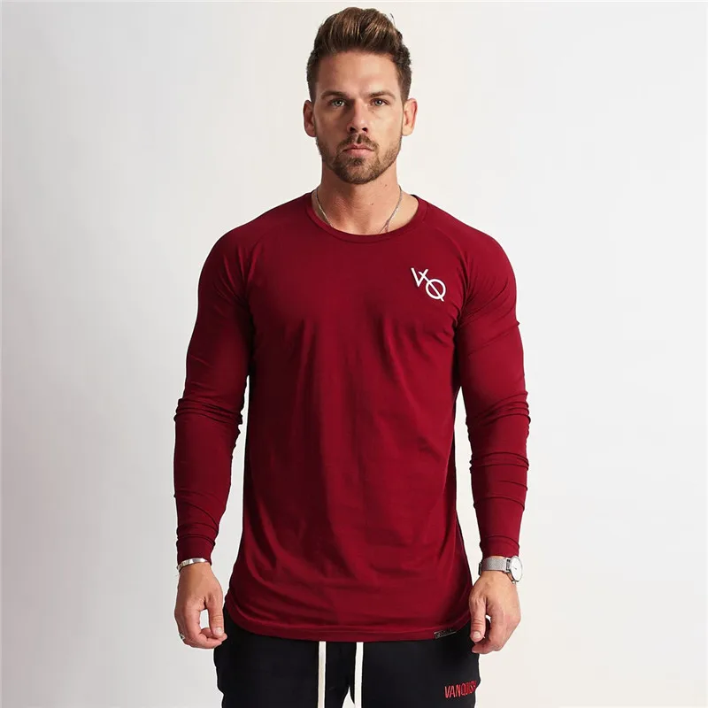

2019 Mens New Brand casual Gyms Long Sleeve slim printing T-shirt Men Fitness Bodybuilding stripe Skinny long sleeve tees Tops