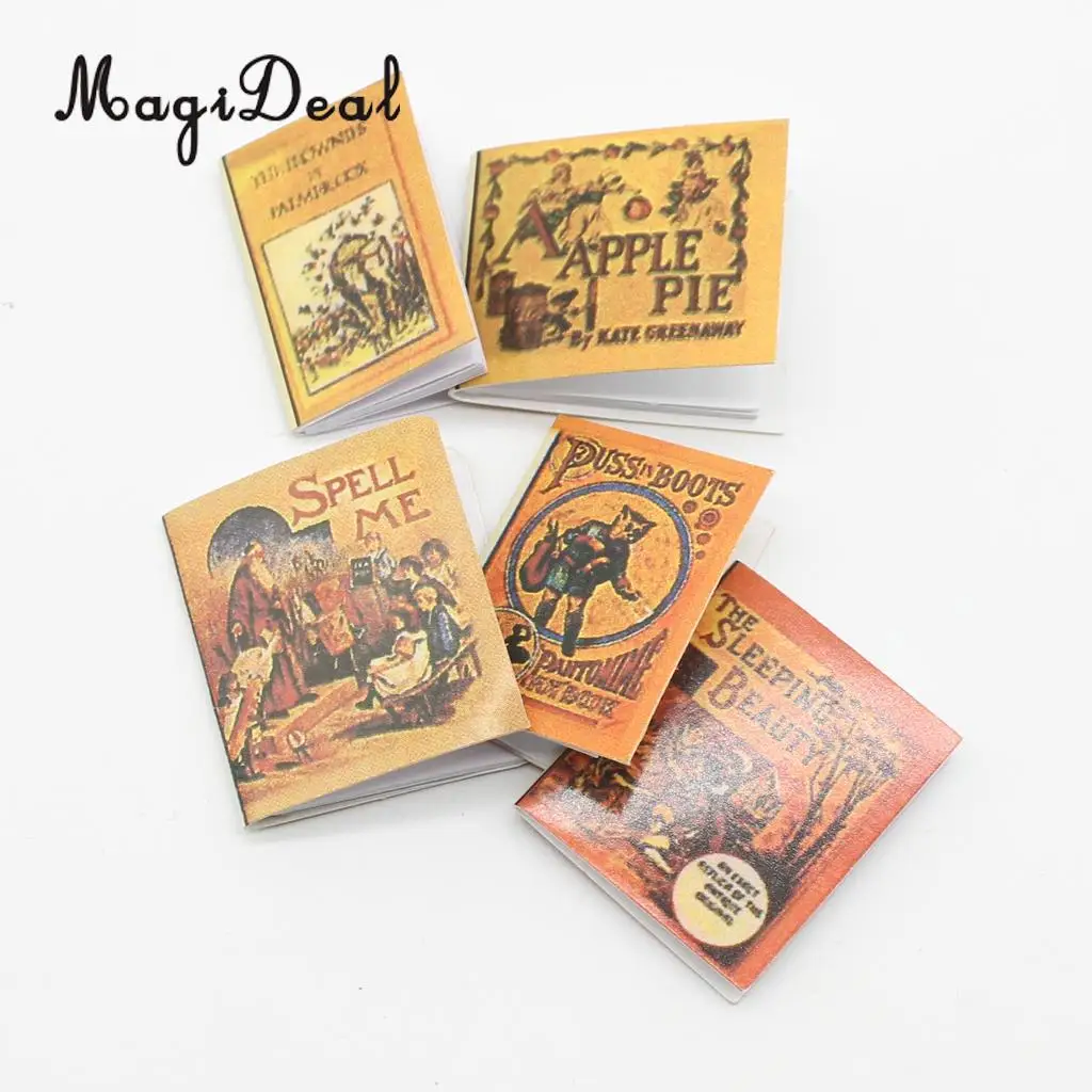 1/12 Dollhouse Miniature Accessories 5pcs Page-turning Books Model Rooms Life Scenes Decor