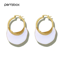 Peri'sBox трендовые белые синие эмалированные серьги-кольца из металла для женщин Окрашенные большие серьги обручи шикарные массивные Серьги Подарки