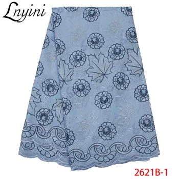 

Maple Leaf Pattern Cotton Lace Fabric with Stones Swiss Voile Lace Fabric in Switzerland Nigerian Dry Lace for Wedding L2621B