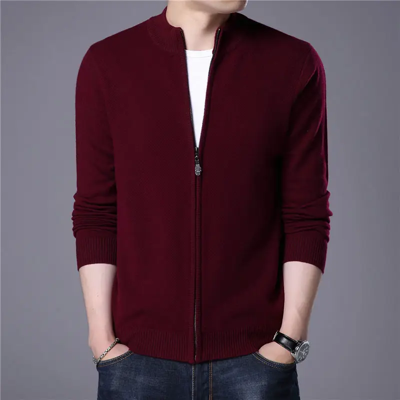 Hot Men Cardigan 2018 New Winter Thick Warm Sweatercoat Mens 100% Wool Cardigans Zipper Cashmere Sweaters Jacket