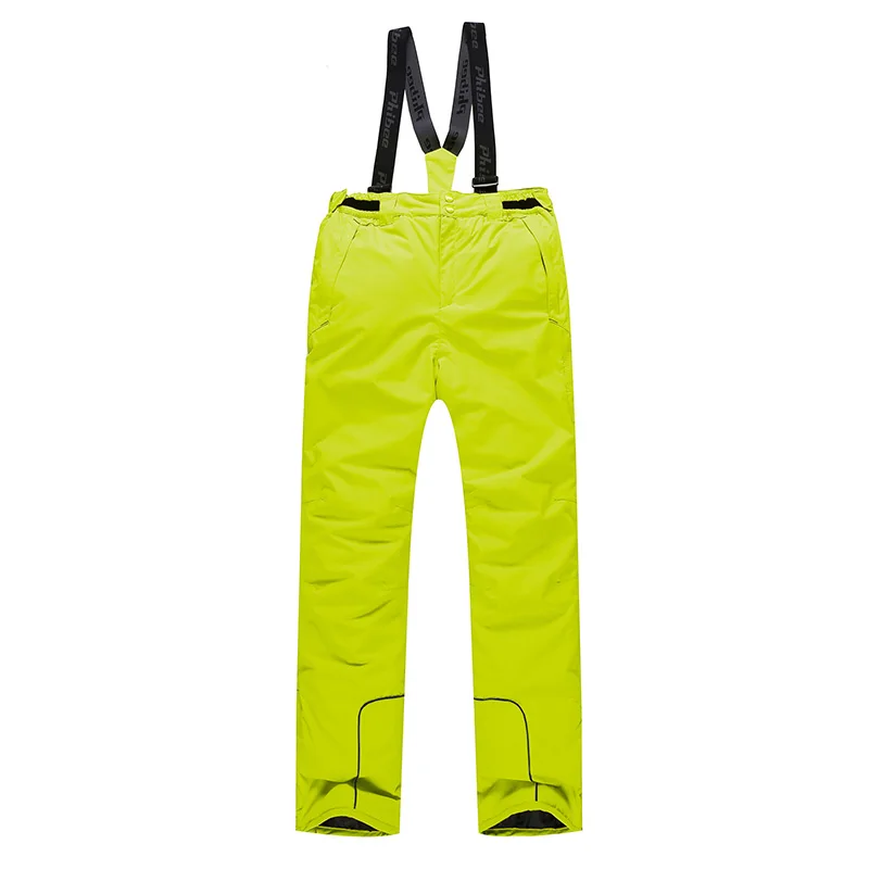 Детектор Открытый ветрозащитный водонепроницаемый дышащий двухслойные зимние лыжные штаны, снежные брюки лыжные Сноубординг брюки мужские - Цвет: Yellow