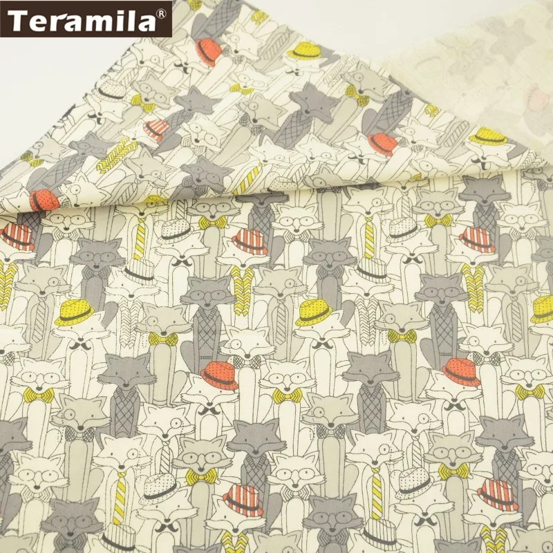 

Teramila Fabric Printed Cartoon Mr.foxes Style 100% Cotton Home Textile Quilting Patchwork Crafts Tissue Scrapbooking