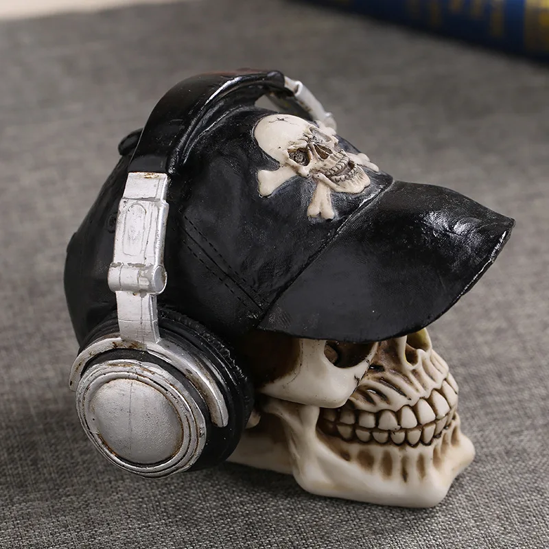 MRZOOT смолы ремесло статуи для украшения череп носить наушники музыка бар украшения творческий череп