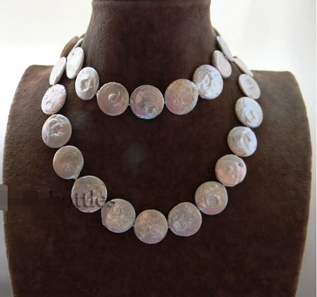 

>>>>big Nature 32'' 20MM White Coin Freshwater Pearl Necklace