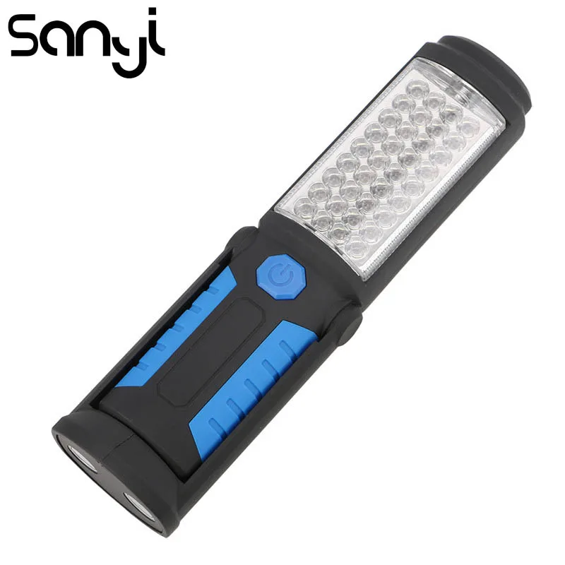 

SANYI 36+5 LED Work Inspection Flashlight Torch Magnetic Hanging Hook 3*AA Batteries Handy Tool Light 2 Modes Camping Lamp