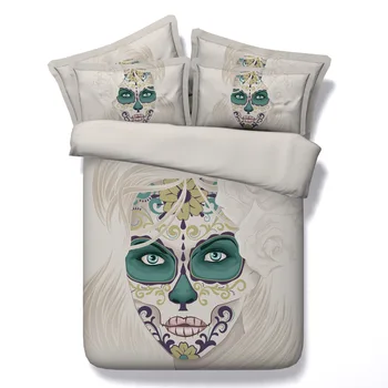 

Woman head Digital print Bedding Set Quilt Cover Design Bed Set Bohemian a Mini Van Bedclothes 3pcs Large size 260*225cm JF209
