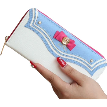 

Female Purses Women Leather Wallet Long Female Bag Purse Ladies Fashion Zipper Phone Sailor Moon Wallet Brand Kawaii Bow Pocket