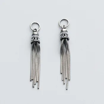 

100% 925 Sterling Silver Snake Chain Tassel Charms 37mm Length Vintage Fringe Dangle Pendants DIY Fine Jewelry Making Findings