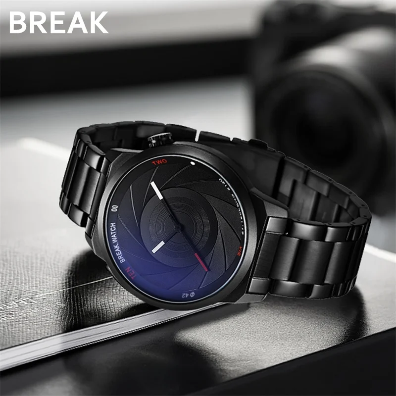 Online Romper la serie creativa única del fotógrafo del estilo de la Cámara de los hombres de las mujeres Casual del cuarzo del deporte del reloj de pulsera de la correa del acero