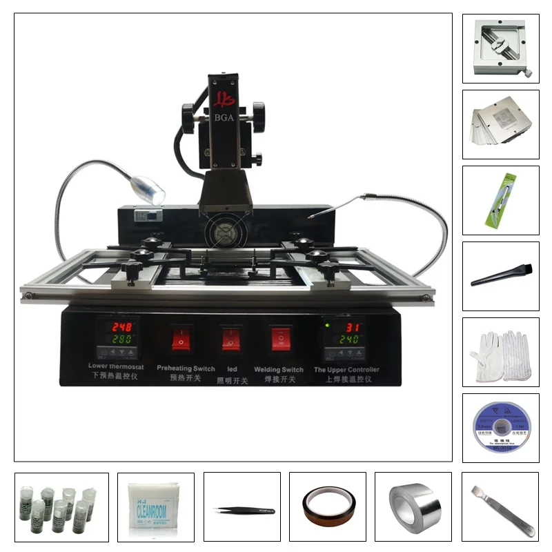 

Infrared SMT SMD Rework Soldering Stations M770 BGA Repair Machine with 19pcs 80MM 90MM stencils