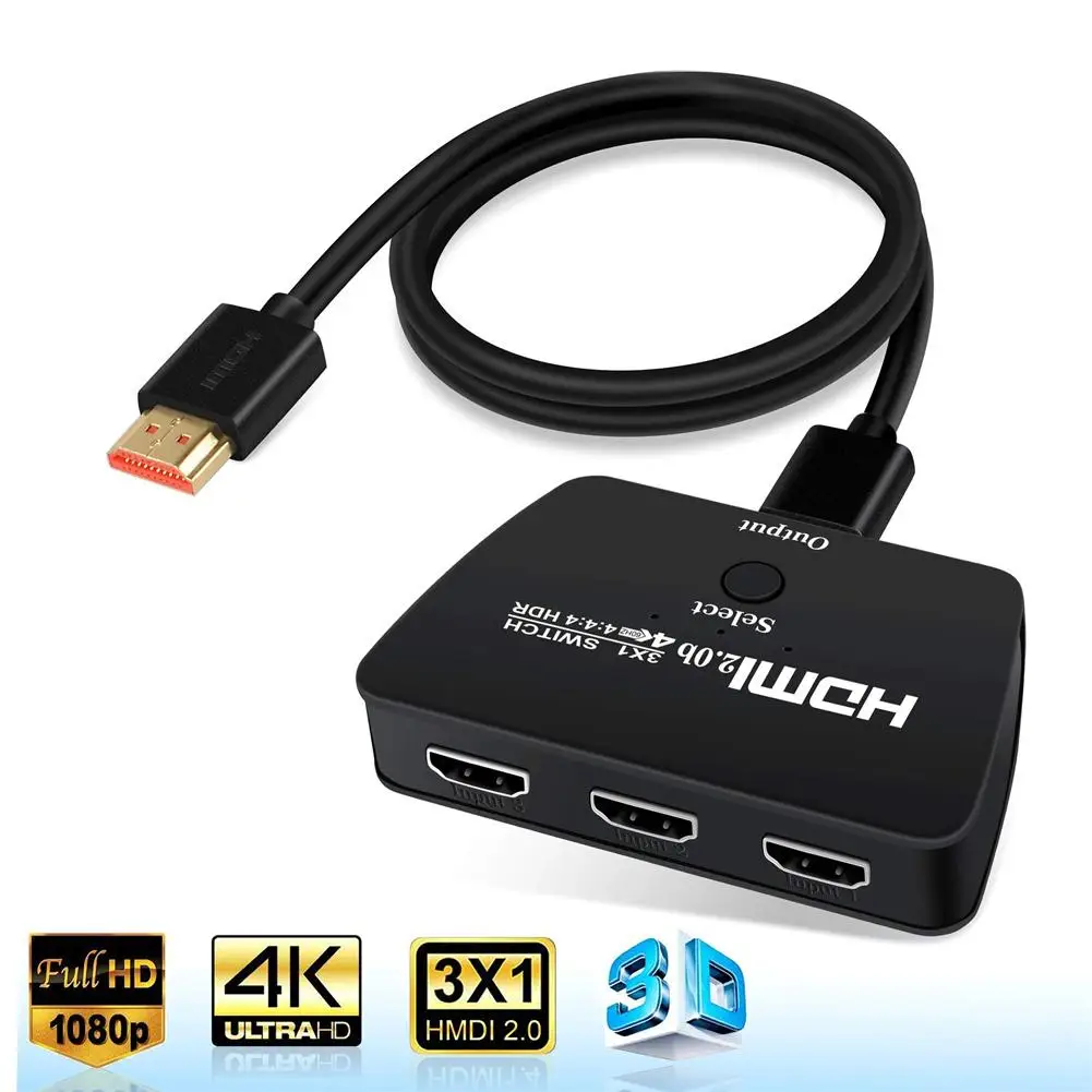 

3 Port HDMI 2.0 Splitter Adapter Mini Cable HDMI Switch 4K60hz1080P Switcher 3 In 1 Out Port Hub For HDTV For PS3 PS4