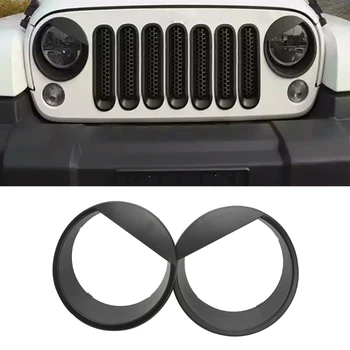 

2x Bezels Front Light Headlight Angry Bird Trim Cover ABS For Jeep Wrangler 2007-2015 qiang