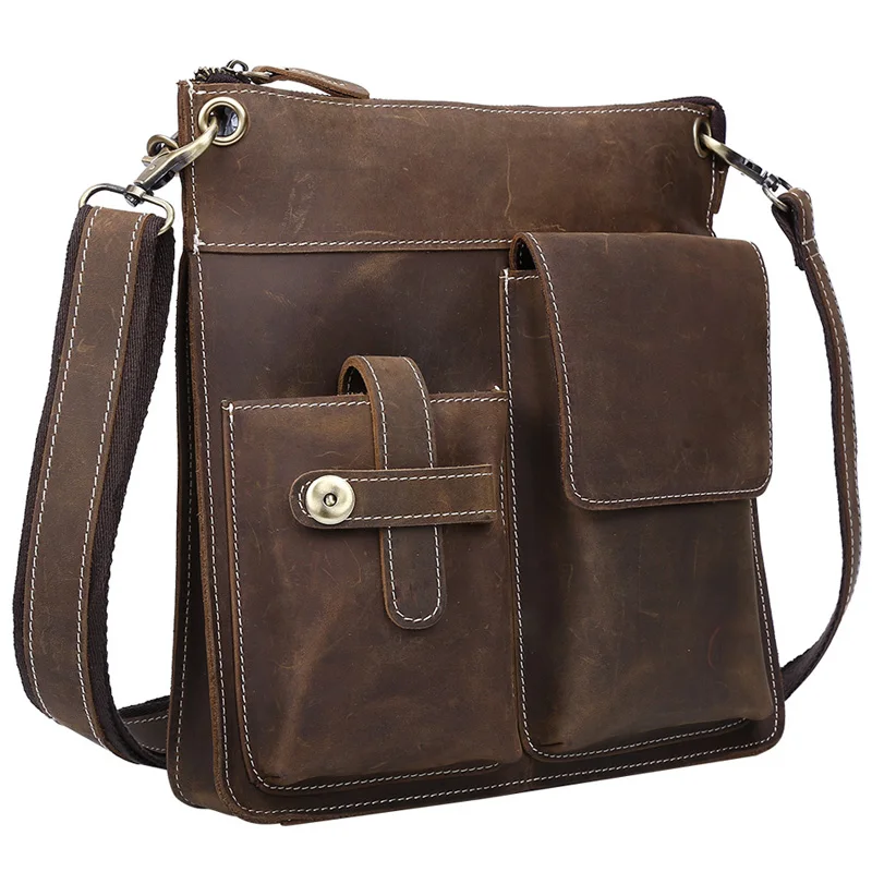 Buy Luxury Mens Genuine Leather Vertical Messenger