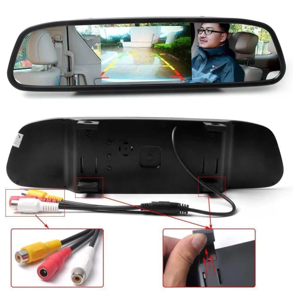  Viecar Car Rearview Mirror Monitor With Night Vision Reversing Rear View Camera 4.3 inch Screen dis