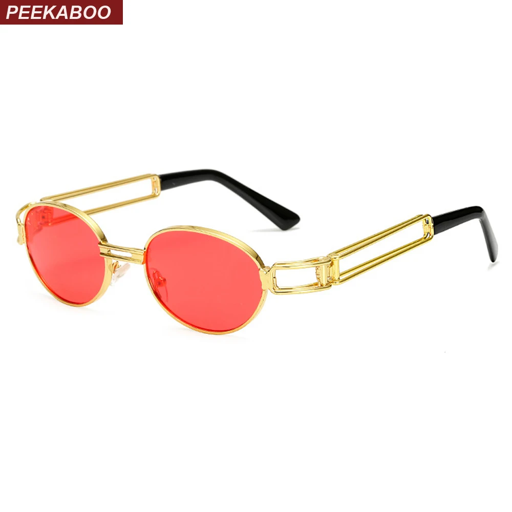 

Peekaboo 2017 retro vintage sunglasses men small round gold metal red oval small sun glasses for men vintage women uv400