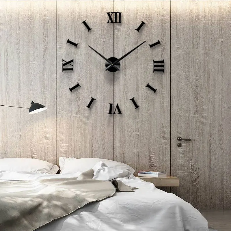 2022 New Home decoration big 27/47inch mirror wall clock modern design 3D DIY large decorative wall clock watch wall unique gift 