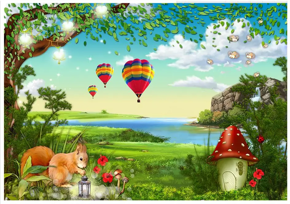 

Custom photo wallpaper 3d wall murals tv wallpaper Cartoon forest squirrel children room background wall murals home decoration