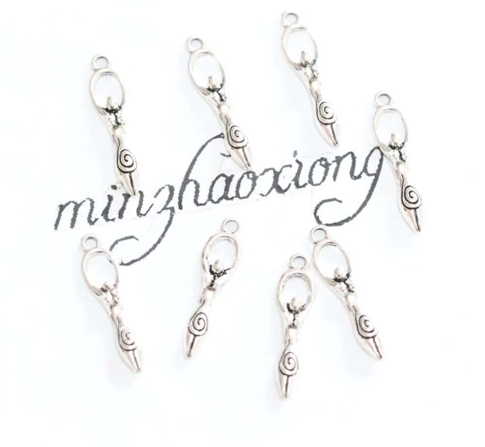 

15pcs Vintage Jewelry Accessories Alloy Ancient Silver 28x7mm Mother Earth Athlete Fertility Goddess Charm Necklace&Pendant