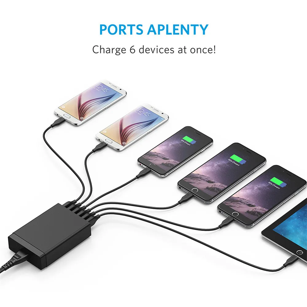 

Fast charger Multi Port USB Charger 12A 60W Rapid Charging Station Desktop Travel Hub Adapter For iPhone iPad Samsung charger