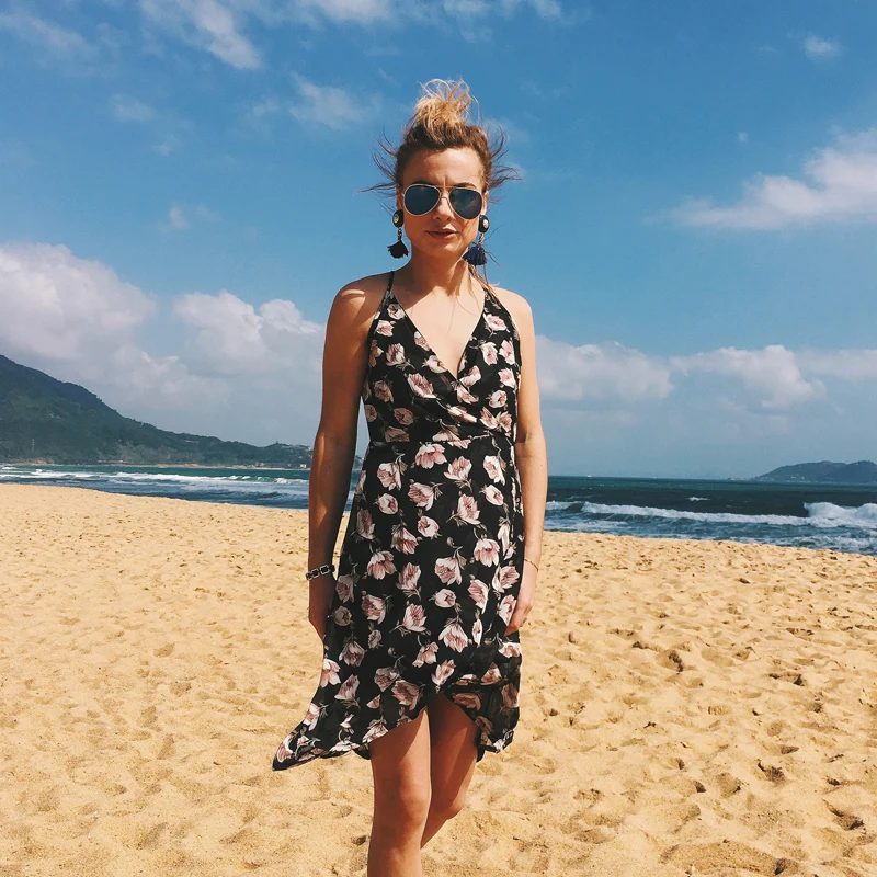 

8 Color Women's Summer Dress 2019 Women Boho Floral Print Tank Dress A-Line Knee Length Sundress Plus Size Sexy Ruffle Vestidos