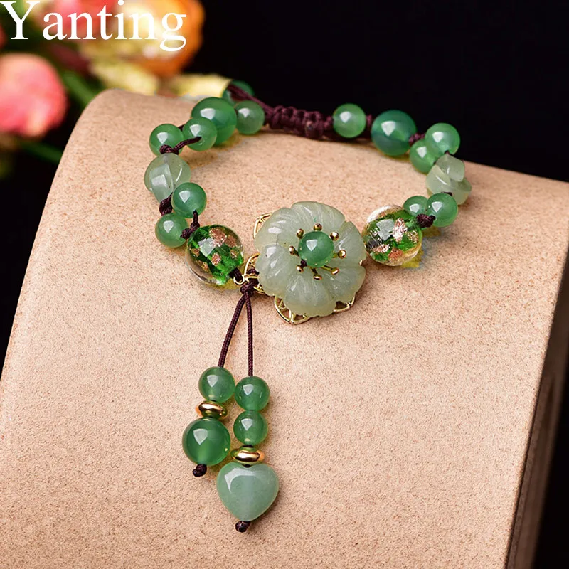 

Yanting Aventurine Flower Tassel Bracelet Jewelry Ethnic Glass Glazed Beads Bracelets For Women Pulseira Size Adjustable 076