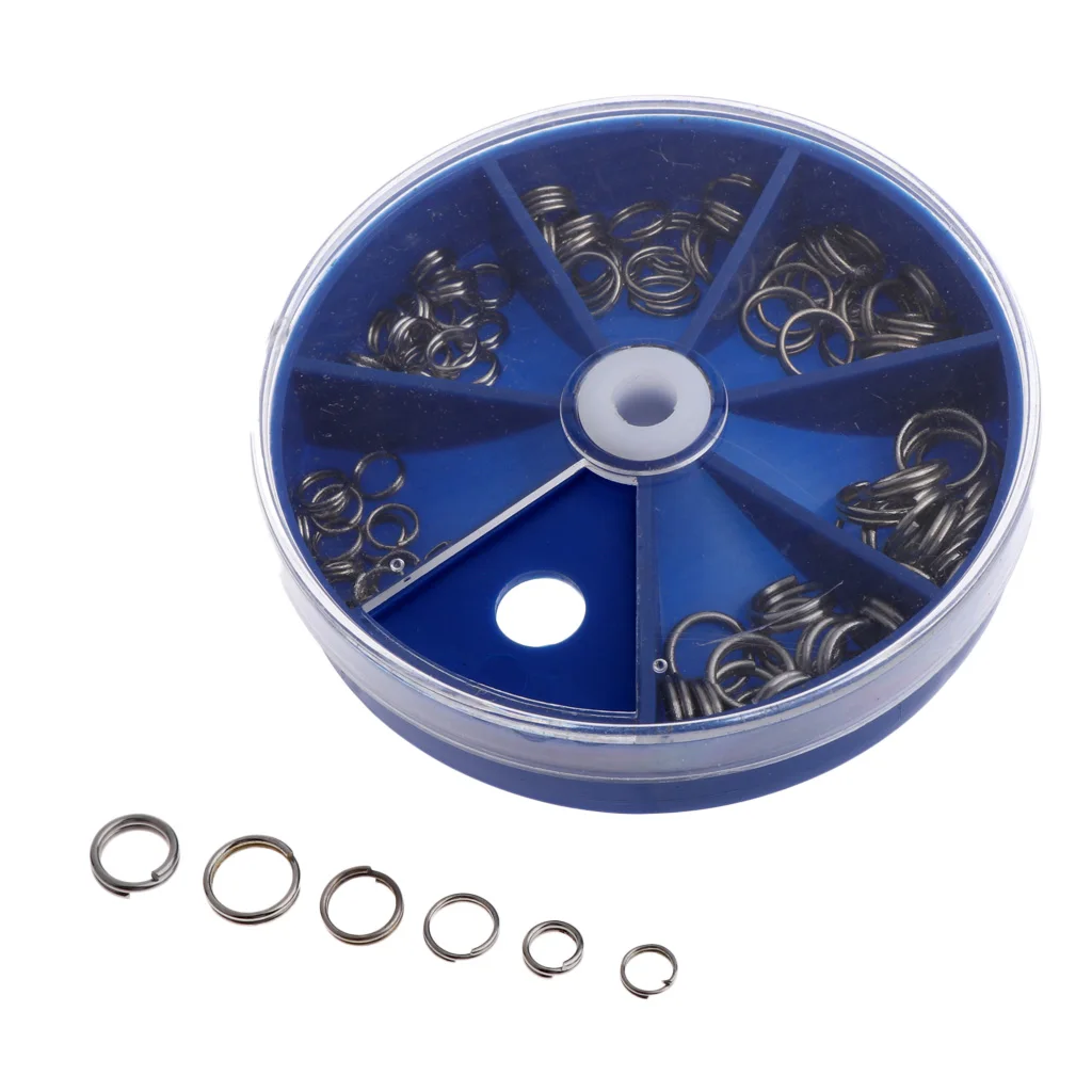 105 Pack/Box Stainless Steel Fishing Split Rings for Lures - Double Snap Loop Lure Connectors Lure split rings jump ring
