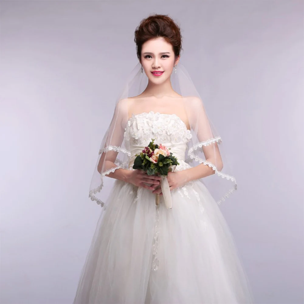 

HS Kellio Simple Two Tiered Fintertip Length Wedding Veil With Comb
