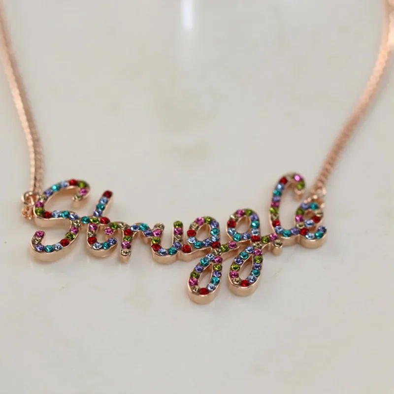 Заказное хрустальное ожерелье с индивидуальным именем, ювелирные изделия, стразы, подвеска, романтическая любовь, ожерелье для девушек