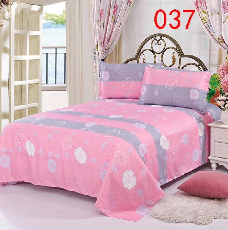 Flat Bed Sheets Bedroom Home White Flower Polyester Twin Full Queen Bed