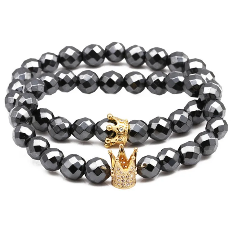 Bright Black Crown Fine Hand String Fashion Bracelet King Jewelry  Trinket For Women Man Yoga Bracelet Health Gift High Quality